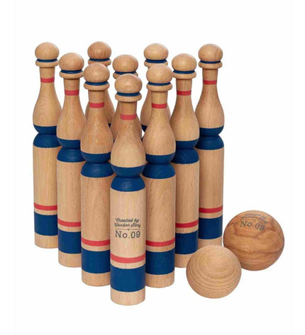 Wooden Bowling Pins - Blue