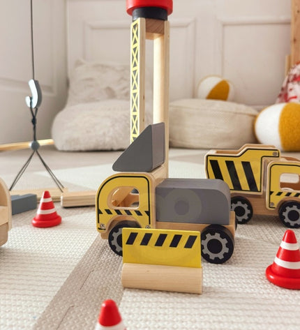 Wooden Construction Site With Vehicles