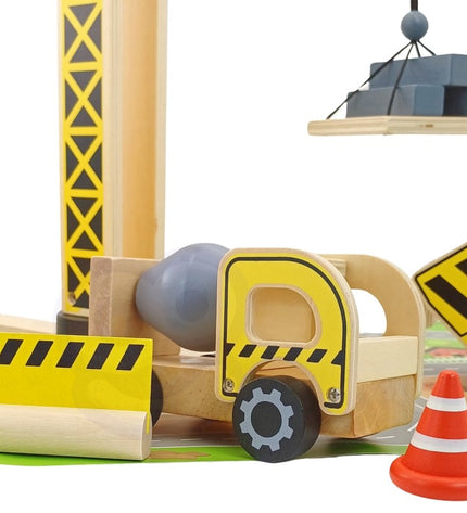 Wooden Construction Site With Vehicles