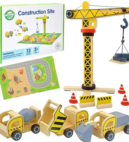 Wooden Construction Site With Vehicles