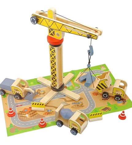 Wooden Construction Site With Vehicles