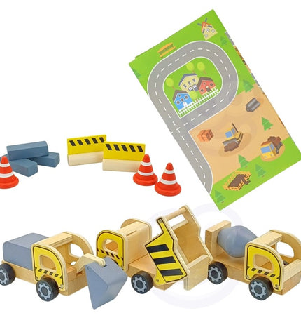 Wooden Construction Site With Vehicles