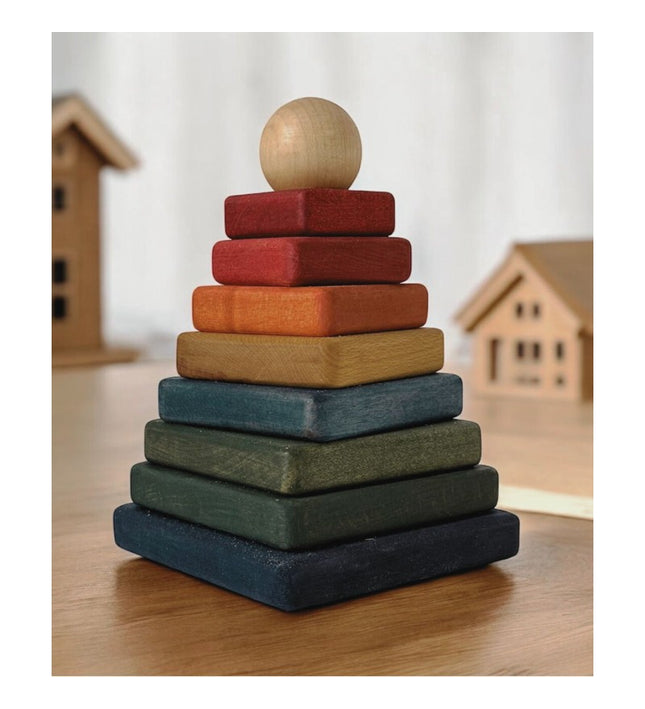 Wooden Square Pyramid - Colorful