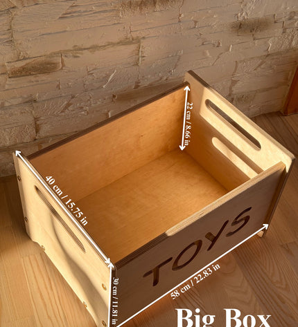 Wooden Toy Box - Montessori Nursery Storage